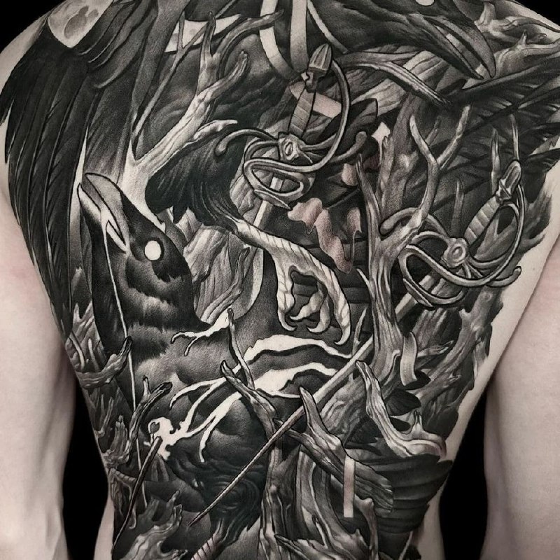 OMEN Tattoo – Blackwork Back Piece